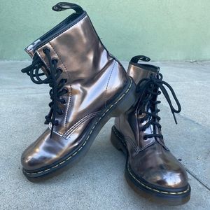 Dr Marten Metallic Pewter Boot. Womens size 7.